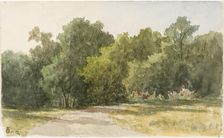 Park landscape with deciduous trees and sandy path, 1826-1892. Creator: Lars Theodor Billing