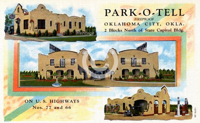 Park-O-Tell motel, Oklahoma City, Oklahoma, USA, 1930. Artist: Unknown