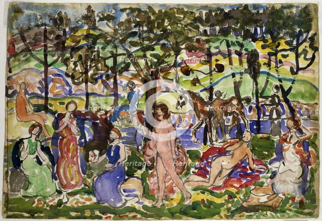 Park Scene, ca. 1915-1918. Creator: Maurice Brazil Prendergast.
