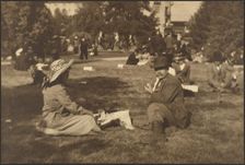 Park Scene, Possibly Self-Portrait, 1907-1943. Creator: Louis Fleckenstein