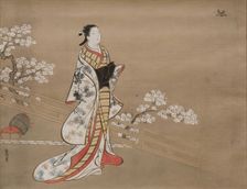Parody of Murasaki, from "Lavender" (Wakamurasaki), chapter 5 of the Tale of Genji, 18th century. Creator: Kawamata Tsuneyuki
