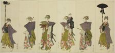 Parody of a daimyo procession, c. 1805/07. Creator: Utagawa Toyohiro