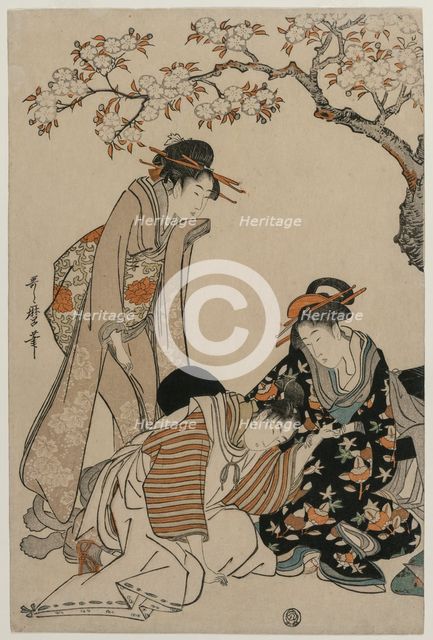 Parody of an Imperial Carriage Scene, c. 1798. Creator: Kitagawa Utamaro (Japanese, 1753?-1806).