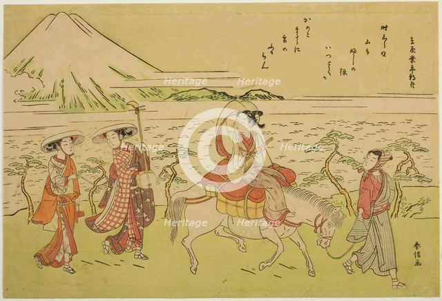 Parody of Ariwara no Narihira's journey to the east, c. 1767/68. Creator: Suzuki Harunobu.