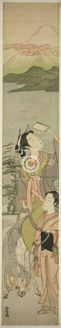 Parody of Ariwara no Narihira's journey to the east, Japan, c. early 1770s. Creator: Masunobu.
