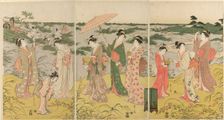 Parody of courtly insect hunt, c. 1791/92. Creator: Hosoda Eishi
