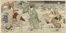 Parody of Liu Bei (J: Gentoku) Visiting Zhuge Liang (J: Komei) in Wind and Snow..., c. 1844. Creator: Utagawa Kunisada