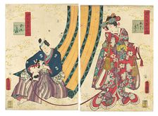 Parody of the Third Princess and Kashiwagi: Chapter 50: A Hut in the Easter..., 1858, second month. Creator: Utagawa Kunisada