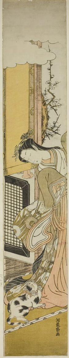 Parody of the Third Princess and Her Pet Cat, c. 1772. Creator: Isoda Koryusai