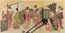 Parody of the Yugao Chapter of the Tale of Genji, c. 1795/97. Creator: Chokosai Eisho