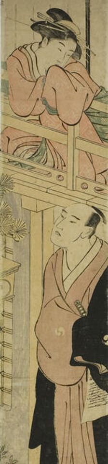 Parody of the Letter-Reading Scene in Chushingura, c. 1780/1801. Creator: Katsukawa Shuncho