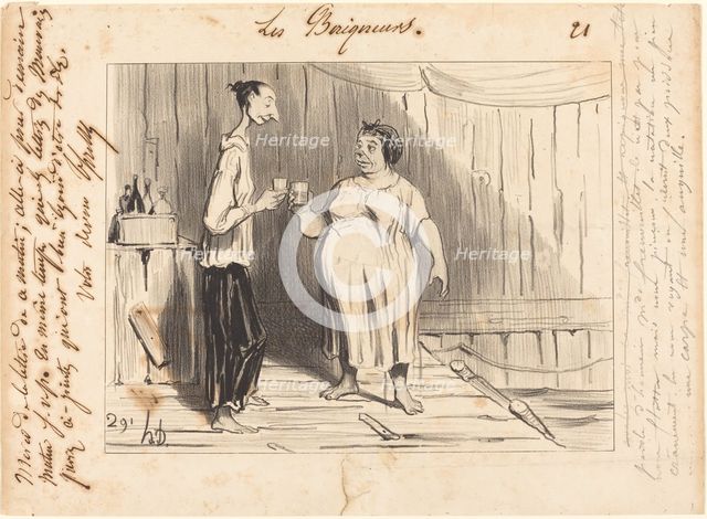 Parole d'honneur Mme. Frenouillet..., 1841. Creator: Honore Daumier.