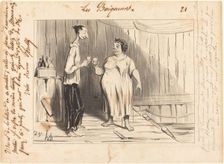 Parole d'honneur Mme. Frenouillet..., 1841. Creator: Honore Daumier