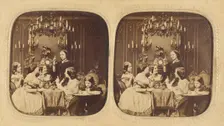 Parlor scene with a group of women and a little girl, 1855-1865. Creator: London Stereoscopic & Photographic Co
