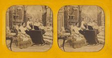 Parlor scene with women, 1860s. Creator: Charles Gaudin