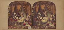 Parlor scene: women lounging after smoking a hookah, about 1860. Creator: Edward Anthony