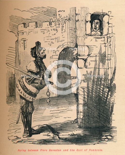 'Parley between Piers Gaveston and the Earl of Pembroke.', c1860, (c1860). Artist: John Leech.