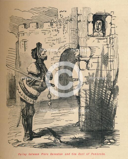 'Parley between Piers Gaveston and the Earl of Pembroke.', c1860, (c1860). Artist: John Leech.