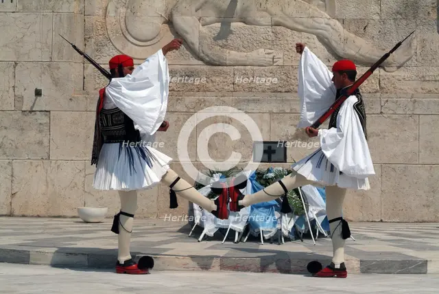 Parliament and Changing of the Guard, Athens, Greece, 2003. Creator: Ethel Davies.