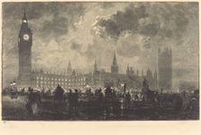 Parliament at 9 o'Clock in the Evening - London (Le parlement a 9 heures du soir - Londres), 1890. Creator: Auguste Lepere