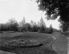 Parliament bldgs., from Major [i.e. Major's] Hill Park, Ottawa, between 1890 and 1901. Creator: Unknown