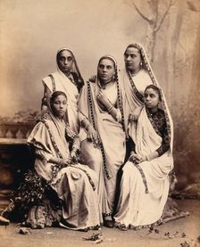 Parsee women wearing saris: group portrait, c1900. Creator: Unknown