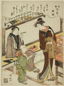 Parrot (Omu), from the series "Floating World Versions of the Seven Komachi..., c. 1780. Creator: Torii Kiyonaga