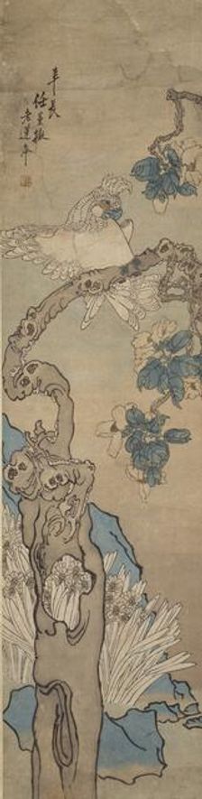 Parrot in flower tree, 1835-1893. Artist: Ren Xun