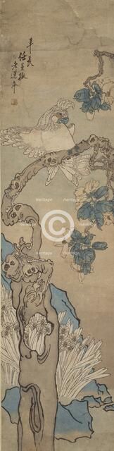 Parrot in flower tree, 1835-1893. Artist: Ren Xun.