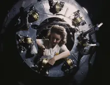 Part of the cowling for one of the motors for a B-25...North American Aviation, Inglewood, CA., 1942 Creator: Alfred T Palmer