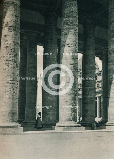 Part of the colonnade at St Peter's Square, Rome, Italy, c1926 (1927). Artist: Eugen Poppel.