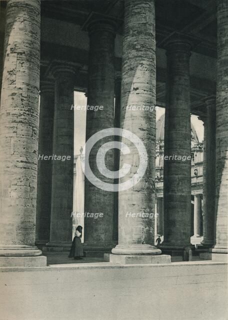 Part of the colonnade at St Peter's Square, Rome, Italy, c1926 (1927). Artist: Eugen Poppel.