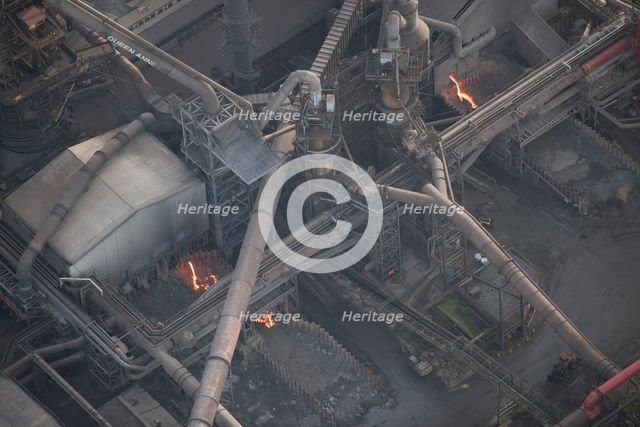 Part of the blast furnace at Scunthorpe Steel Works, North Lincolnshire, 2016. Creator: Dave MacLeod.