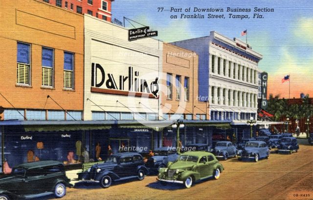 Part of the downtown business district, Franklin Street, Tampa, Florida, USA, 1940. Artist: Unknown