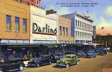 Part of the downtown business district, Franklin Street, Tampa, Florida, USA, 1940