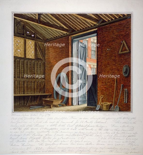 Part of the dwelling house of Sir Christopher Wren, Southwark, London, 1820.        Artist: William Capon