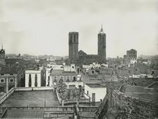 Part of the old city with cathedral, Barcelona, Spain, 1895. ?? NOT? Creator: W & S Ltd