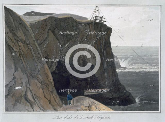 'Part of the South Stack, Holyhead', Anglesey, Wales, 1829. Artist: William Daniell