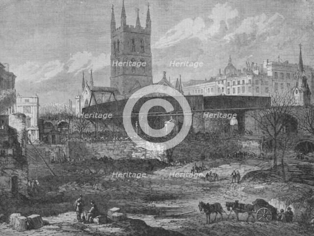 'Part of the Site of St. Thomas's Hospital at Southwark Being Cleared for Railway Purposes', c1862,  Artist: Unknown.