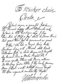 Part of the poem of The Wicker Chair, by William Somerville, 1840.Artist: William Somerville