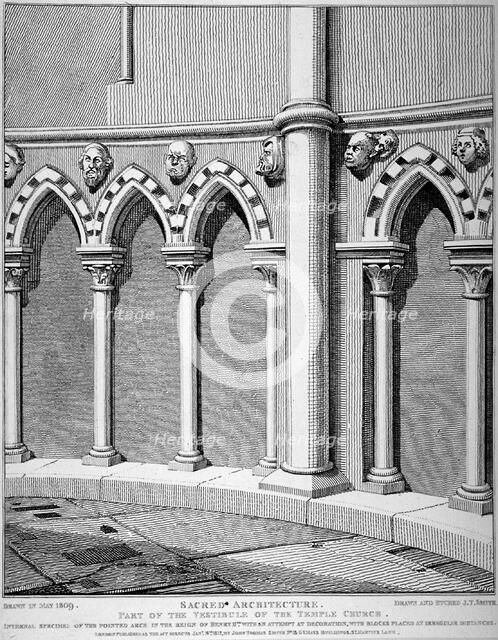 Part of the vestibule of the Temple Church, City of London, 1812.                                    Artist: John Thomas Smith