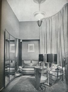 Part of a boudoir dressing-room in dove grey satin and chromium plated metal, by Eugene Printz of P