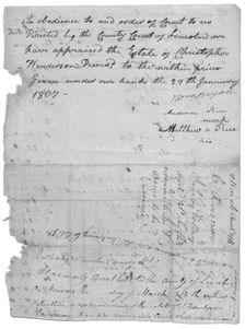 Part of a document listing slaves, animals, etc and values for each, 1807-01-29. Creator: Unknown