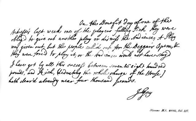 Part of a letter from John Gay to Dean Swift, c1728, (1840).Artist: John Gay