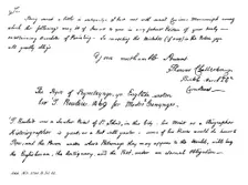 Part of a letter from Thomas Chatterton to Horace Walpole, late 18th century, (1840). Artist: Thomas Chatterton