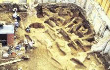 Part of a Roman cemetery during excavations, London