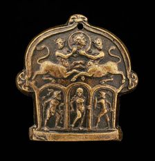 Part of a Sword Pommel (Centaur Supporting Medallion; Venus Flanked by Mars and Hercules). Creator: Cristoforo Foppa