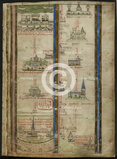 Part of an itinerary from London to Jerusalem by Matthew Paris, 1250-1259. Creator: Unknown.