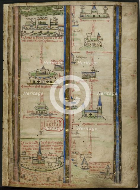 Part of an itinerary from London to Jerusalem by Matthew Paris, 1250-1259. Creator: Unknown.