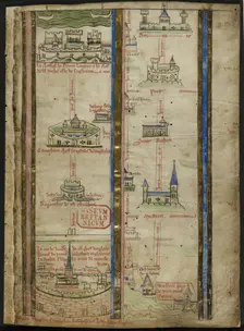 Part of an itinerary from London to Jerusalem by Matthew Paris, 1250-1259. Creator: Unknown